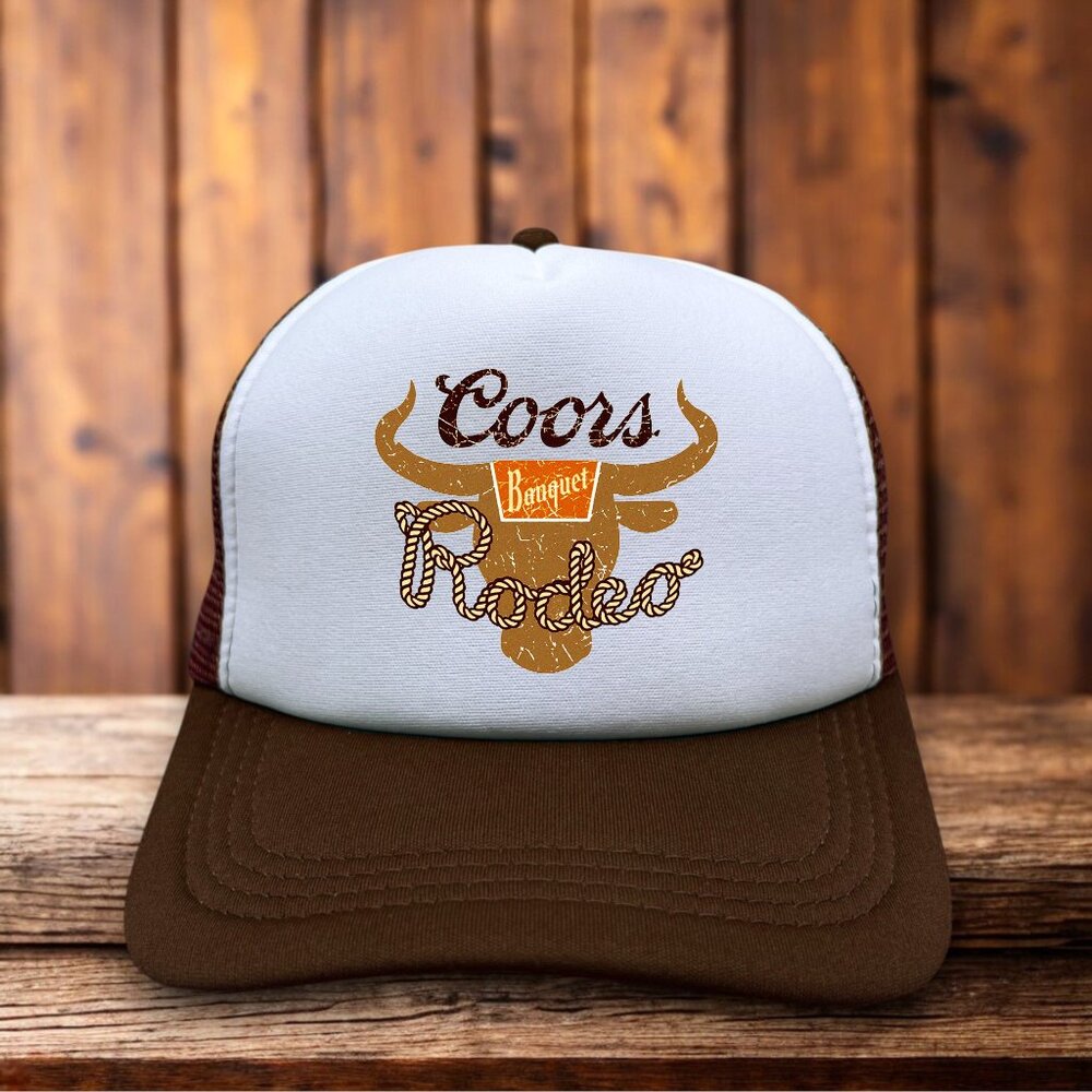 Beer Cowboy Rodeo Mens Trucker Hat Brown Snapback Cowboy Beer Retro Ball Cap